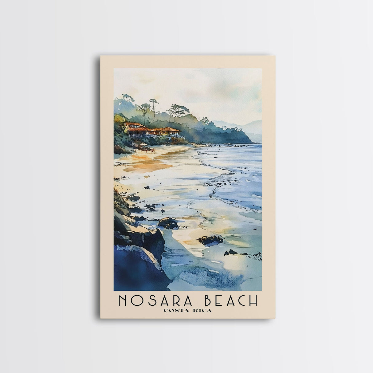 Nosara Beach, Costa Rica Watercolor Print, Vacation Gift, Costa Rica Wall Art, Beach Painting, Beach Decor, Large Wall Art, Wood Frame Art