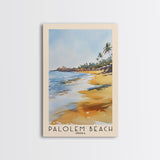 Palolem Beach, India Watercolor Beach Print, Vacation Gift, India Wall Art, Framed Canvas Print, Framed Beach Painting