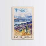 Pan de Azucar, Chile Watercolor Beach Print, Vacation Gift, Chile Wall Art, Framed Canvas Print, Framed Beach Painting