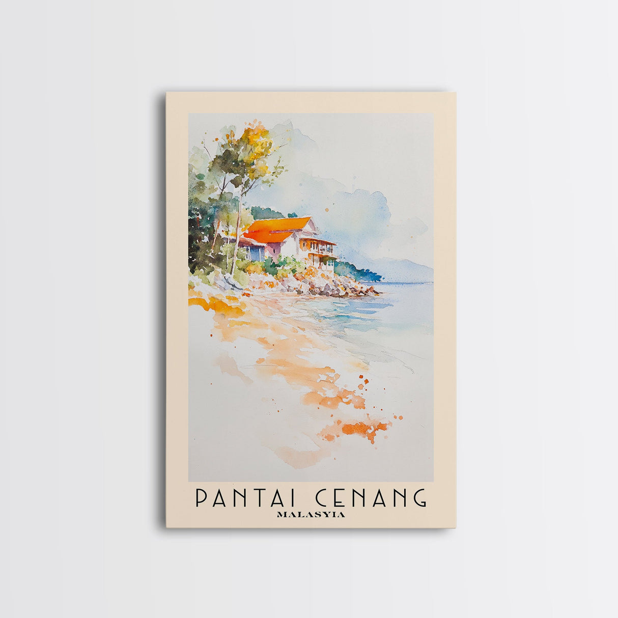 Pantai Cenang, Malasyia Watercolor Beach Print, Vacation Gift, Malasyia Wall Art, Beach Painting, Beach Decor, Beach Painting