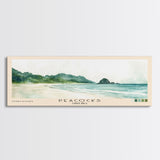 Peacocks, Costa Rica Watercolor Beach Print, Vacation Gift, Costa Rica Wall Art, Framed Canvas Print, Framed Beach Painting