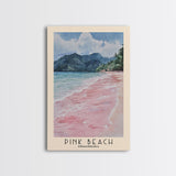 Pink Beach, Indonesia Watercolor Beach Print, Vacation Gift, Indonesia Wall Art, Beach Painting, Beach Decor, Beach Painting