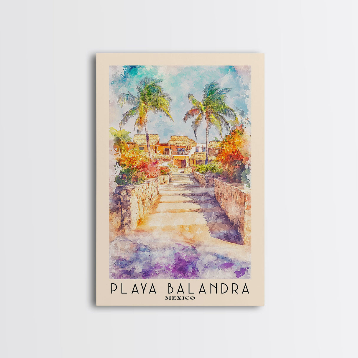 Playa Balandra, Mexico Watercolor Print, Vacation Gift, Mexico Wall Art, Beach Painting, Beach Decor, Large Wall Art, Wood Frame Art