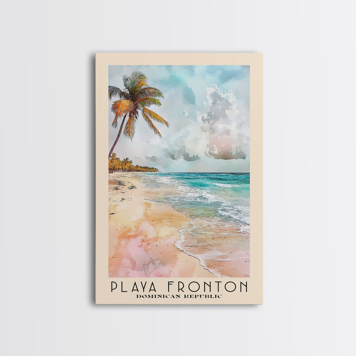 Playa Fronton, Dominican Republic Watercolor Print, Vacation Gift, Dominican Republic Wall Art, Beach Painting, Beach Decor, Large Wall Art, Wood Frame Art