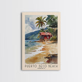 Puerto Seco Beach, Jamaica Watercolor Beach Print, Vacation Gift, Jamaica Wall Art, Framed Canvas Print, Framed Beach Painting