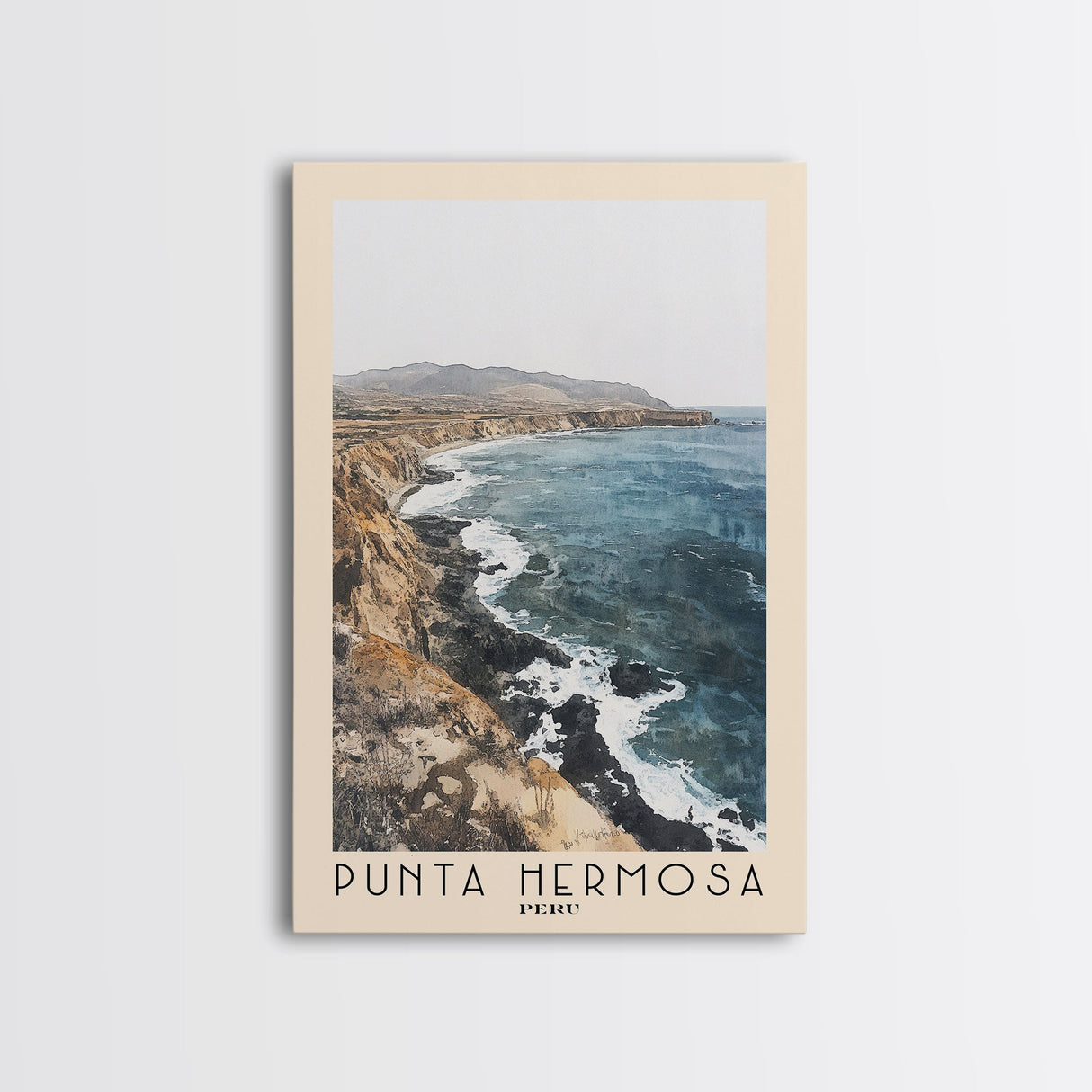 Punta Hermosa, Peru Watercolor Beach Print, Vacation Gift, Peru Wall Art, Beach Painting, Beach Decor, Beach Painting