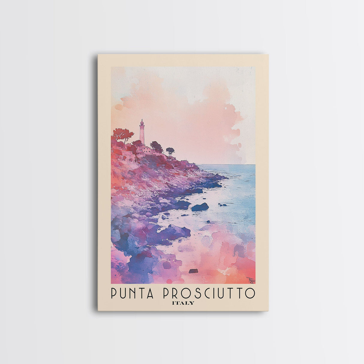 Punta Prosciutto, Italy Watercolor Beach Print, Vacation Gift, Italy Wall Art, Framed Canvas Print, Framed Beach Painting