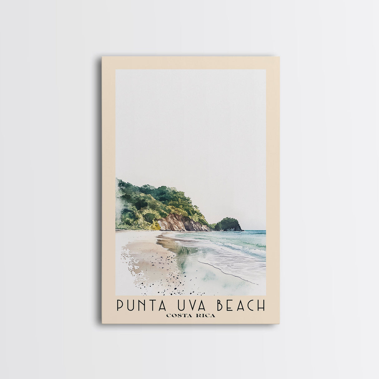 Punta Uva Beach, Costa Rica Watercolor Print, Vacation Gift, Costa Rica Wall Art, Beach Painting, Beach Decor, Large Wall Art, Wood Frame Art