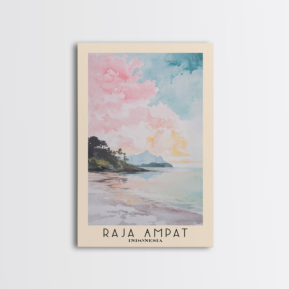 Raja Ampat, Indonesia Watercolor Beach Print, Vacation Gift, Indonesia Wall Art, Beach Painting, Beach Decor, Beach Painting