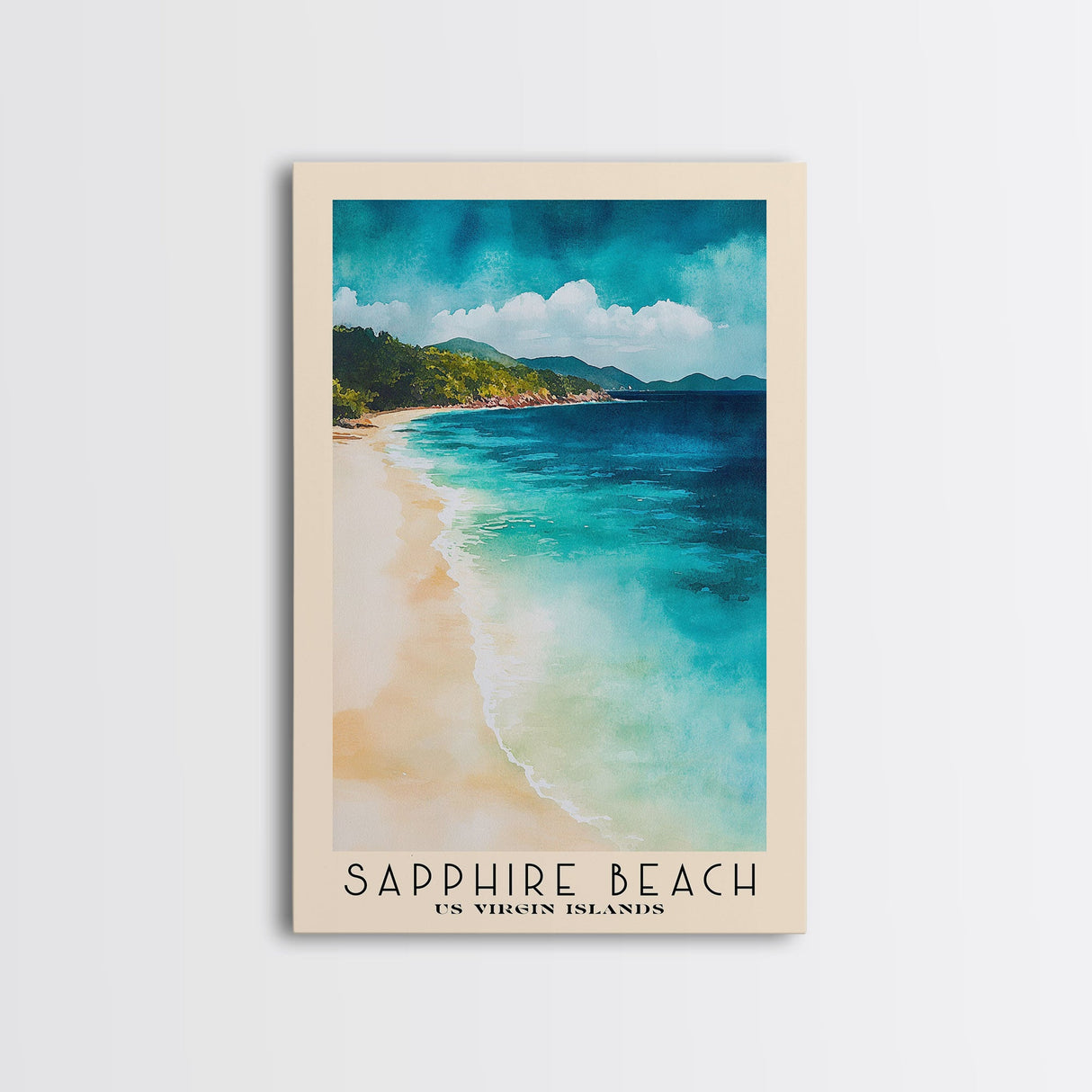 Sapphire Beach, US Virgin islands Watercolor Beach Print, Vacation Gift, US Virgin islands Wall Art, Beach Painting, Beach Decor, Beach Painting