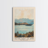 Secretary Island, New Zealand Watercolor Beach Print, Vacation Gift, New Zealand Wall Art, Framed Canvas Print, Framed Beach Painting