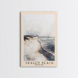 Skagen Beach, Denmark Watercolor Beach Print, Vacation Gift, Denmark Wall Art, Framed Canvas Print, Framed Beach Painting