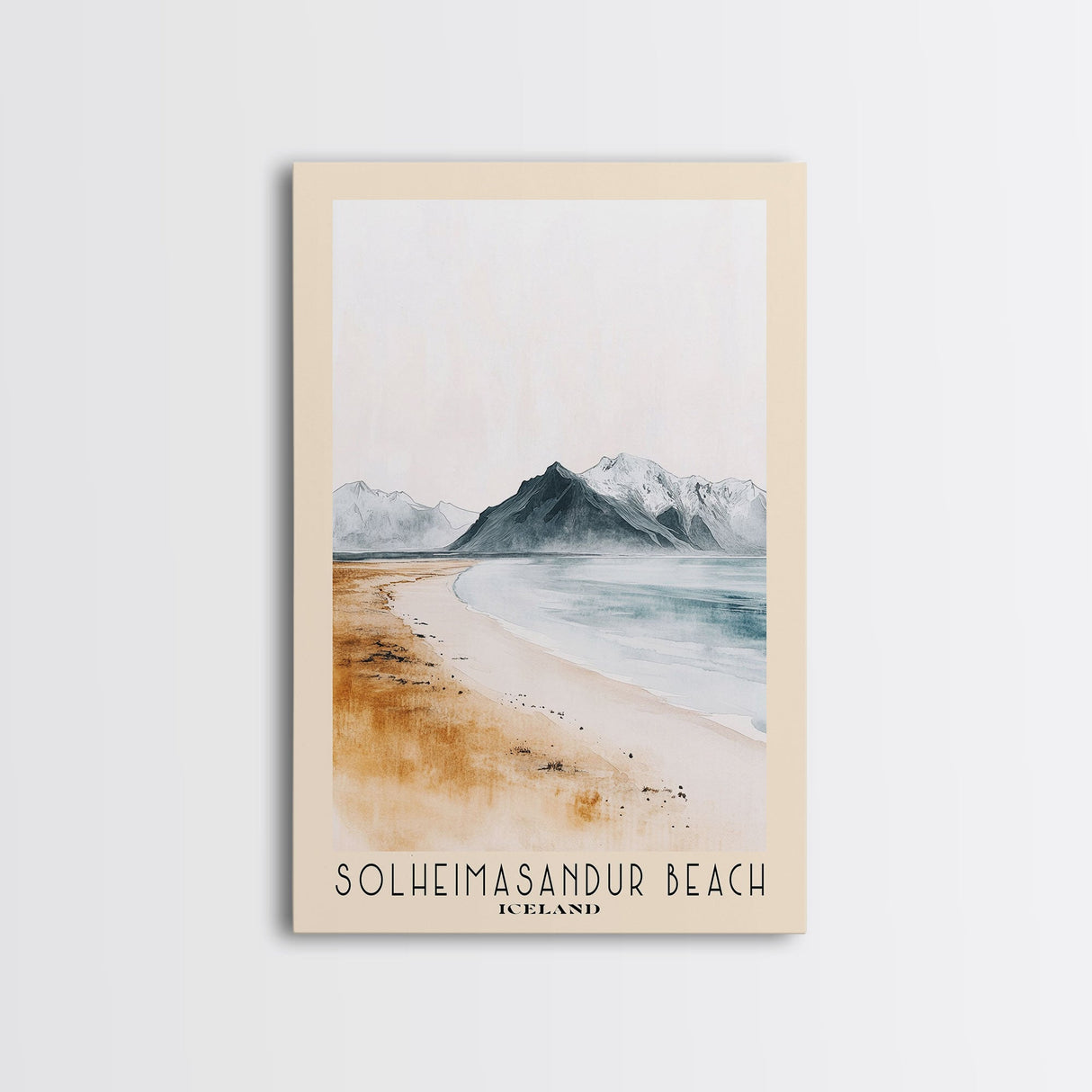 Solheimasandur Beach, Iceland Watercolor Print, Vacation Gift, Iceland Wall Art, Beach Painting, Beach Decor, Large Wall Art, Wood Frame Art