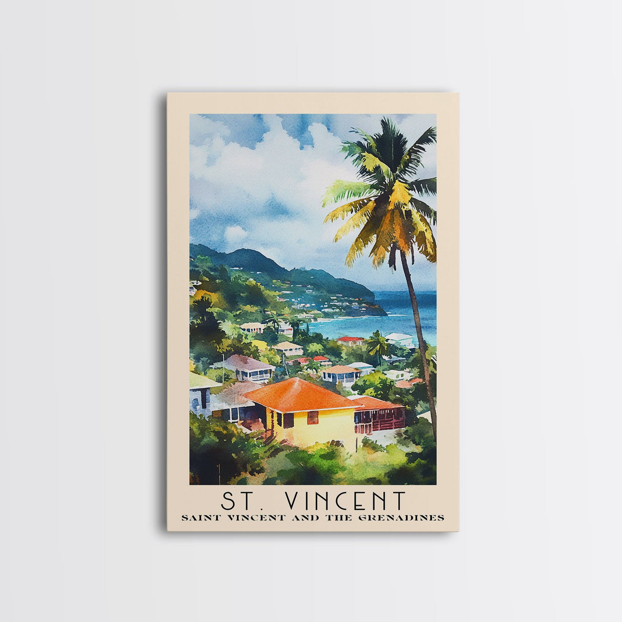 St. Vincent, Saint Vincent and the Grenadines Watercolor Beach Print, Vacation Gift, Saint Vincent and the Grenadines Wall Art, Beach Painting, Beach Decor, Beach Painting