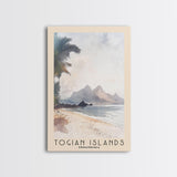 Togian Islands, Indonesia Watercolor Beach Print, Vacation Gift, Indonesia Wall Art, Framed Canvas Print, Framed Beach Painting