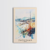 Zhoushan, China Watercolor Beach Print, Vacation Gift, China Wall Art, Beach Painting, Beach Decor, Beach Painting