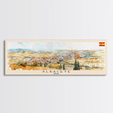 Albacete Spain Travel Print Wall Art, Panoramic City Art, Travel Art, Wall Decor, Vacation Gift, Framed Canvas Print Or Metal Art