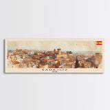 Badajoz Spain Wall Art, Panoramic Travel Poster, Panoramic Framed Canvas Print, City Wall Art, Wall Hanging Home Decor, Travel Art