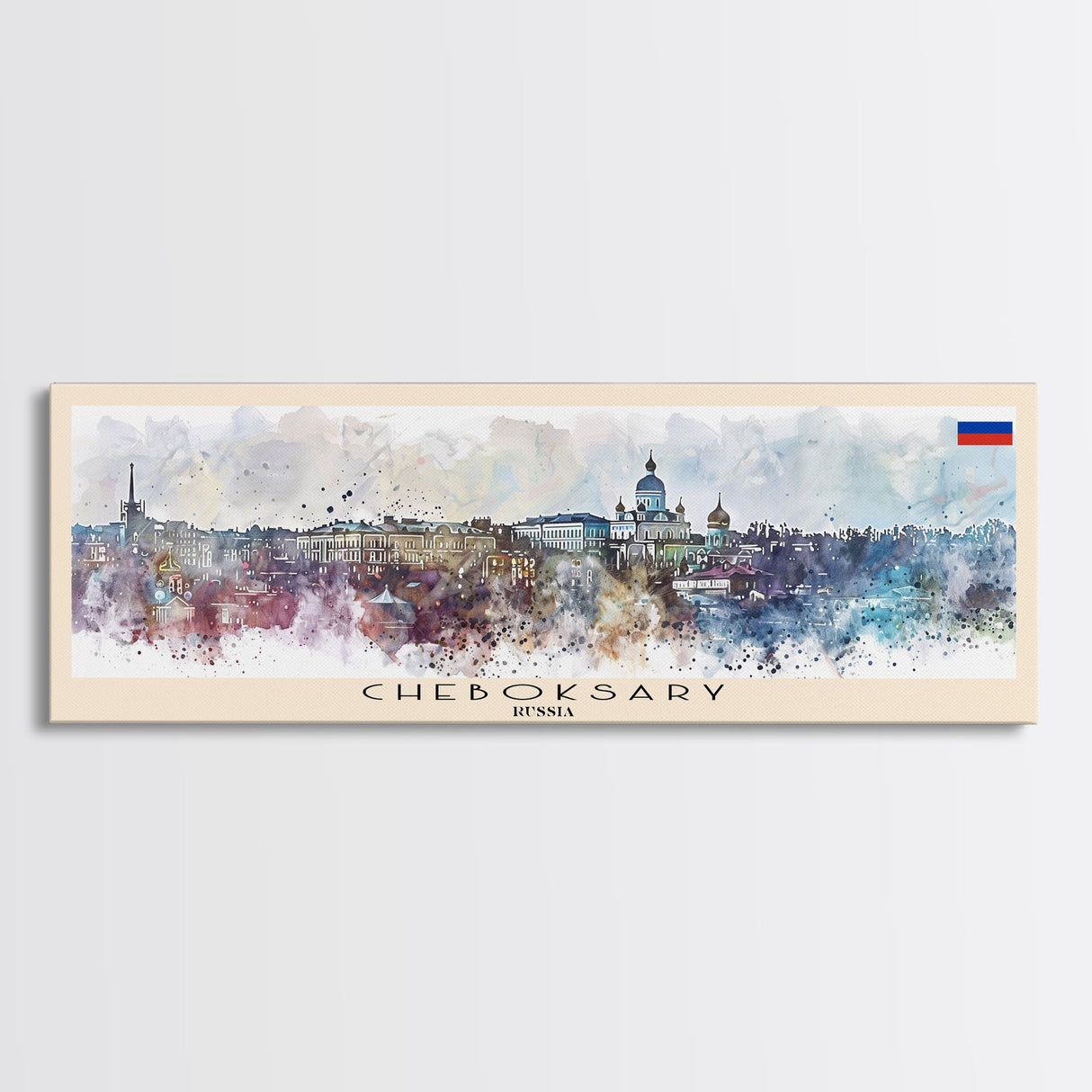 Cheboksary Russia Travel Art, City Art, Framed Canvas Print or Metal Wall Art, Europe Travel Poster, Panoramic Wall Art, Extra Wide Wall Art