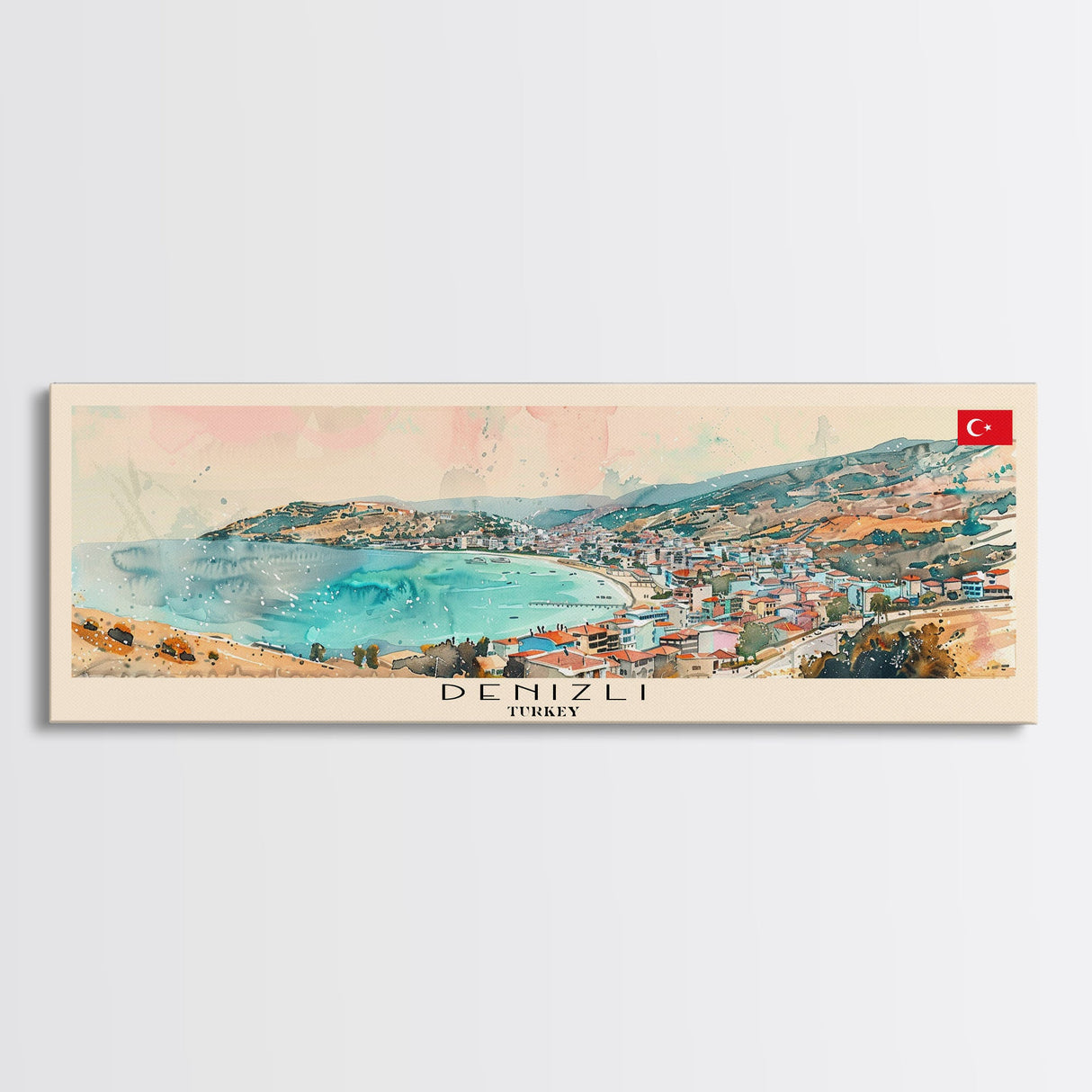 Denizli Turkey Wall Art, Panoramic Travel Poster, Panoramic Framed Canvas Print, City Wall Art, Wall Hanging Home Decor, Travel Art