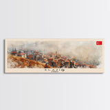 Elaz Turkey Wall Art, Panoramic Travel Poster, Panoramic Framed Canvas Print, City Wall Art, Wall Hanging Home Decor, Travel Art