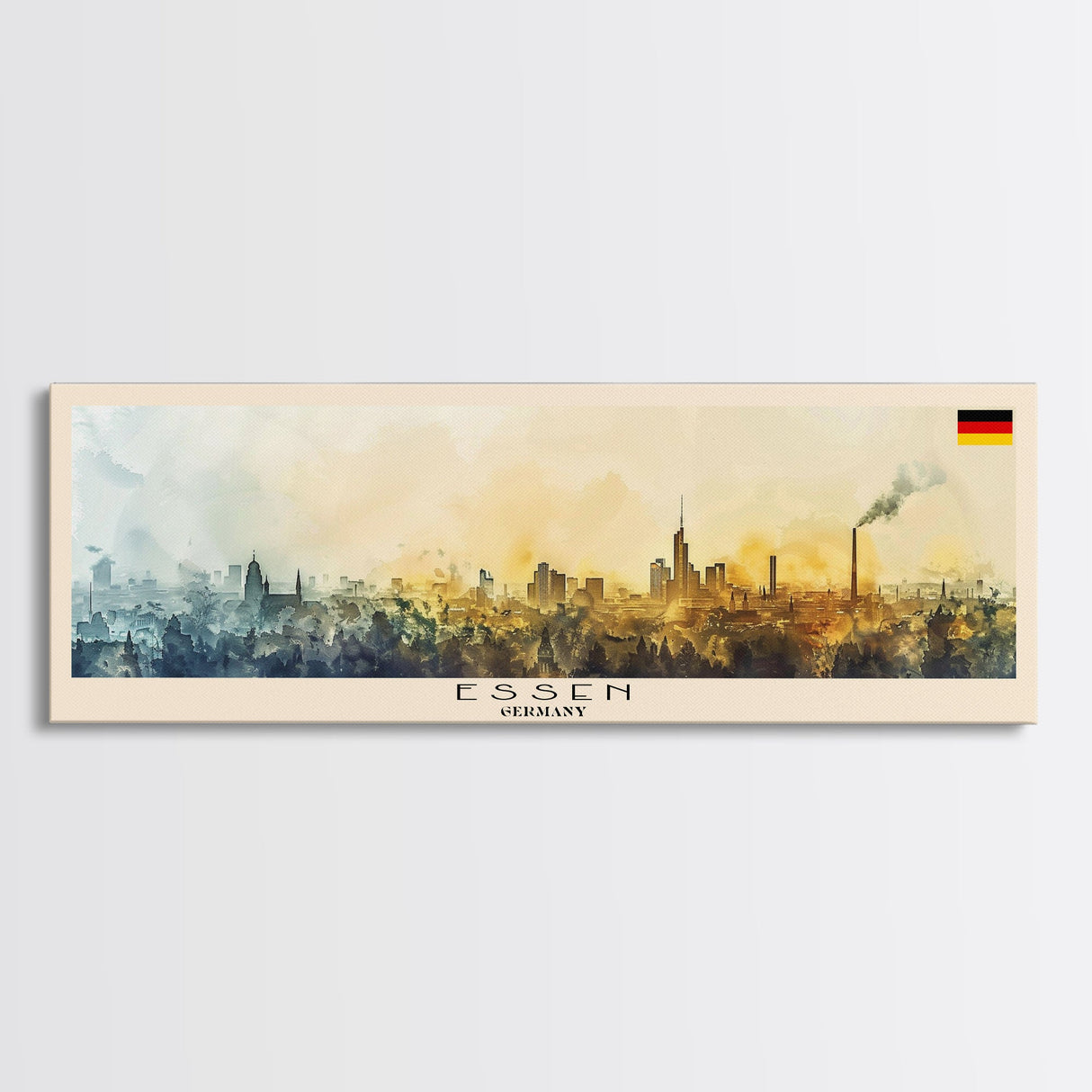 Essen Germany Travel Print Wall Art, Panoramic City Art, Travel Art, Wall Decor, Vacation Gift, Framed Canvas Print Or Metal Art