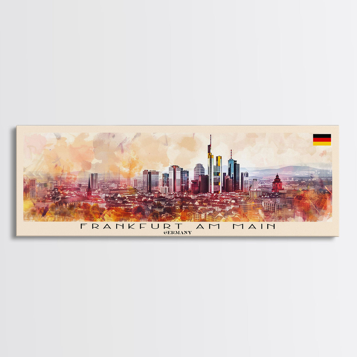 Frankfurt Germany Travel Print Wall Art, Panoramic City Art, Travel Art, Wall Decor, Vacation Gift, Framed Canvas Print Or Metal Art