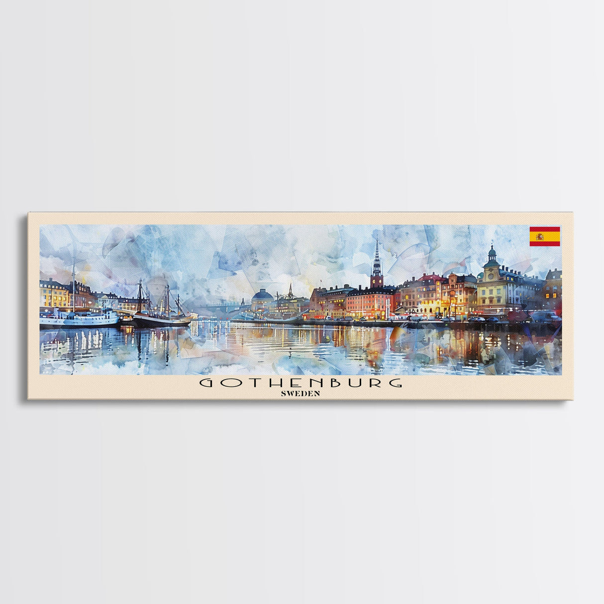 Gothenburg Sweden Travel Art, City Art, Framed Canvas Print or Metal Wall Art, Europe Travel Poster, Panoramic Wall Art, Extra Wide Wall Art