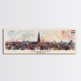 Haarlem Netherlands Travel Art, City Art, Framed Canvas Print or Metal Wall Art, Europe Travel Poster, Panoramic Wall Art, Extra Wide Wall Art