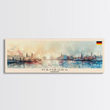 Hamburg Germany Travel Print Wall Art, Panoramic City Art, Travel Art, Wall Decor, Vacation Gift, Framed Canvas Print Or Metal Art