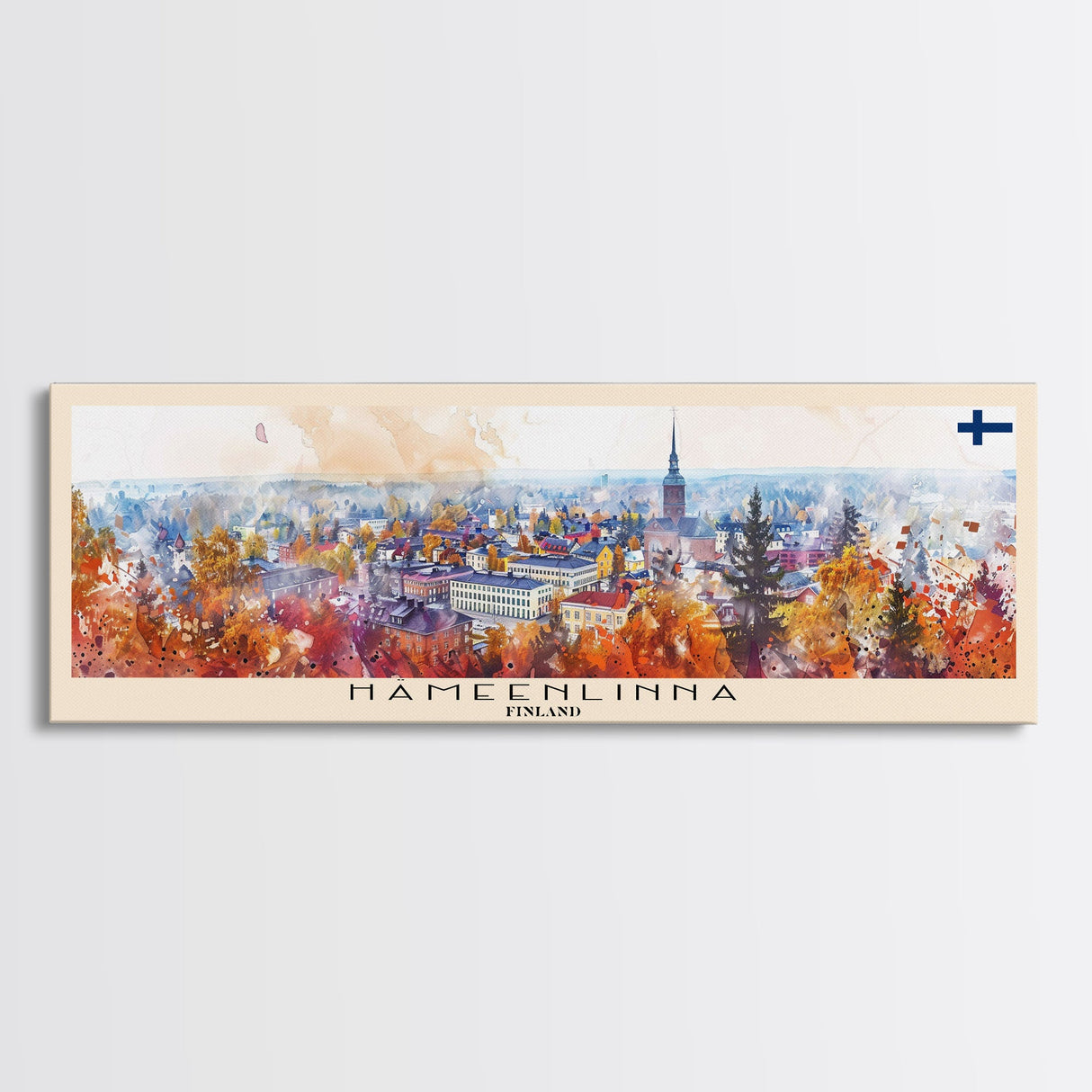 Hameenlinna Finland Travel Art, City Art, Framed Canvas Print or Metal Wall Art, Europe Travel Poster, Panoramic Wall Art, Extra Wide Wall Art