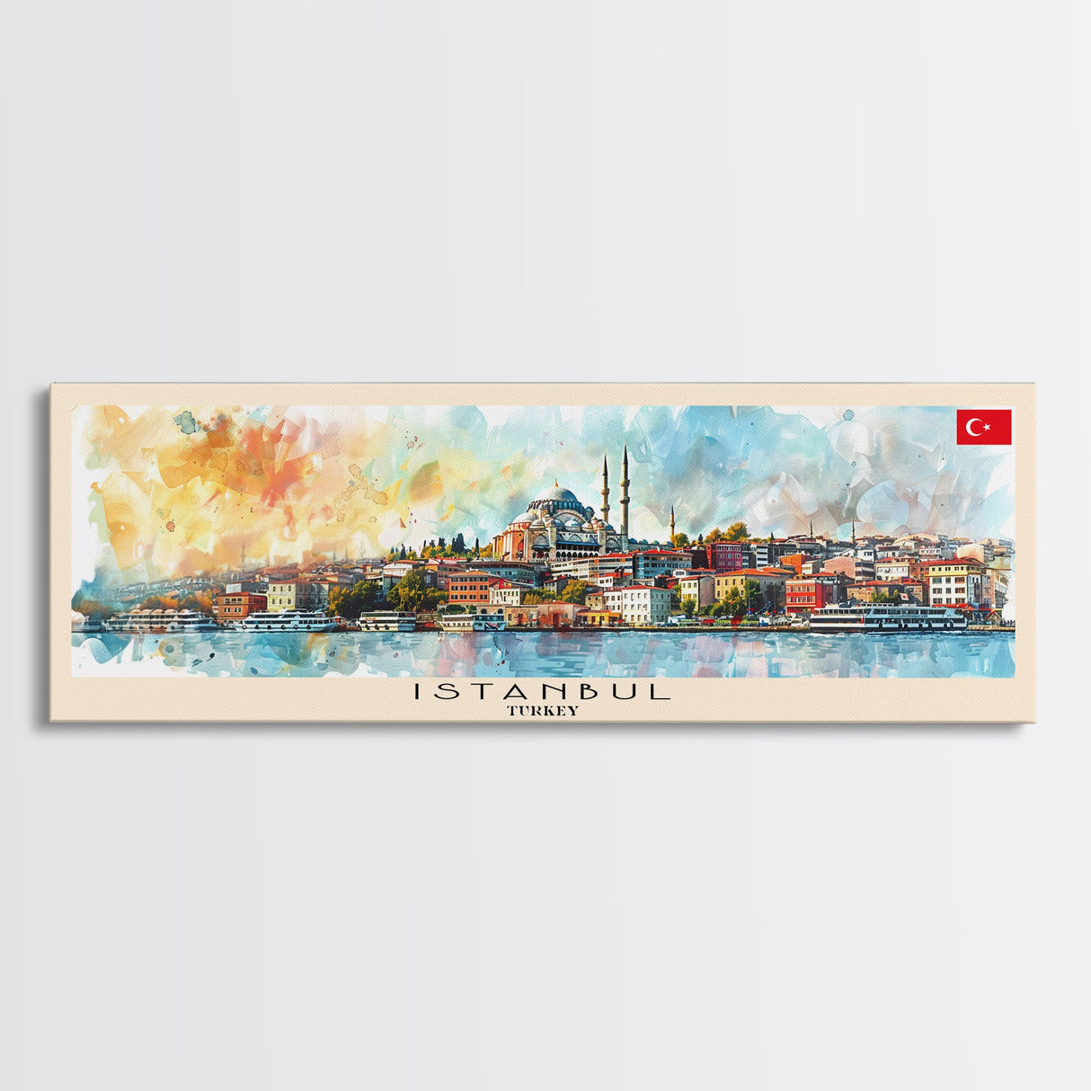 Istanbul Turkey Travel Print Wall Art, Panoramic City Art, Travel Art, Wall Decor, Vacation Gift, Framed Canvas Print Or Metal Art