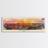 Ivanovo Russia Panoramic Travel Poster, Framed Canvas Print or Metal Wall Art, Travel Art, Home Decor, Panoramic Painting, Midcentury Art