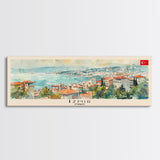 Izmir Turkey Travel Print Wall Art, Panoramic City Art, Travel Art, Wall Decor, Vacation Gift, Framed Canvas Print Or Metal Art