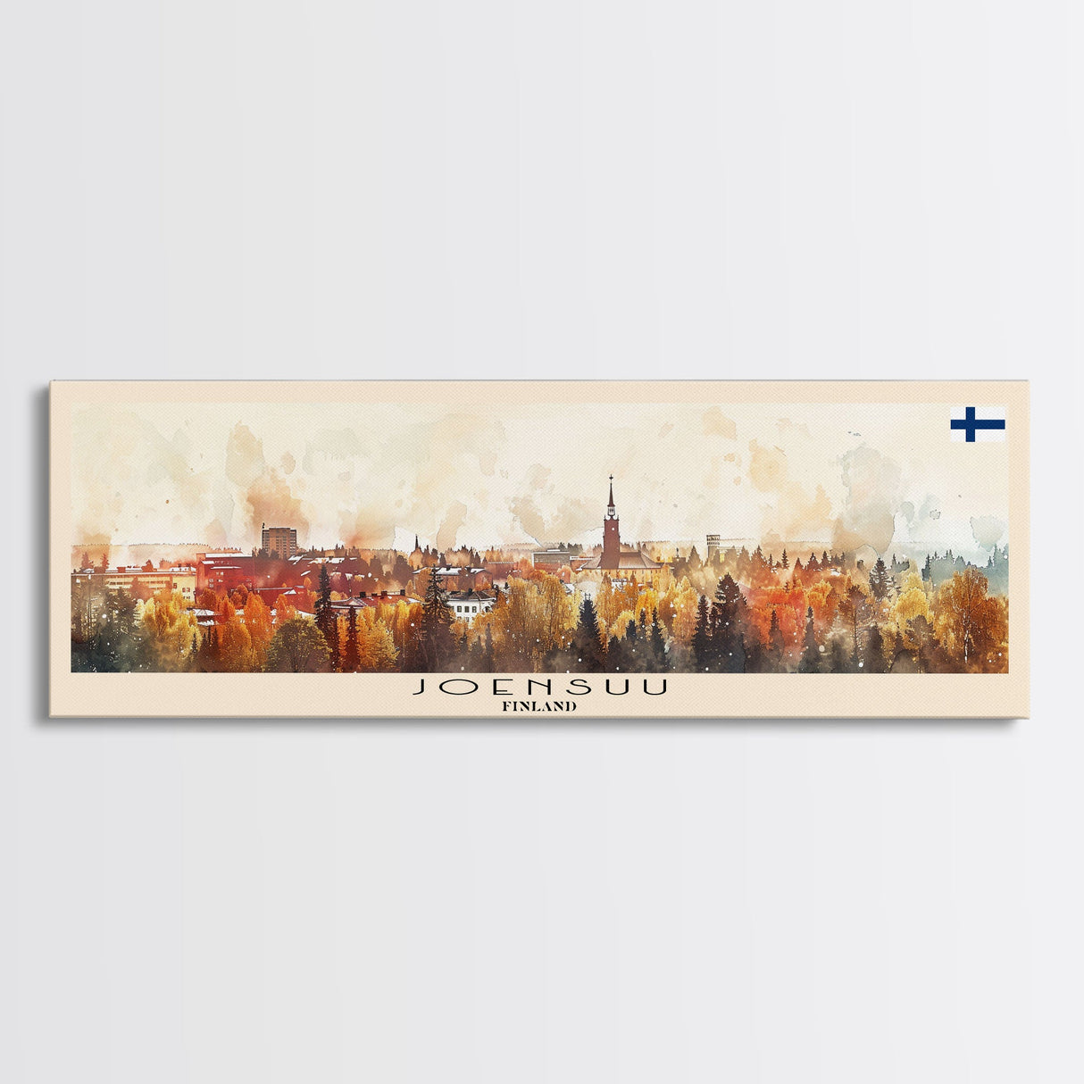 Joensuu Finland Wall Art, Panoramic Travel Poster, Panoramic Framed Canvas Print, City Wall Art, Wall Hanging Home Decor, Travel Art