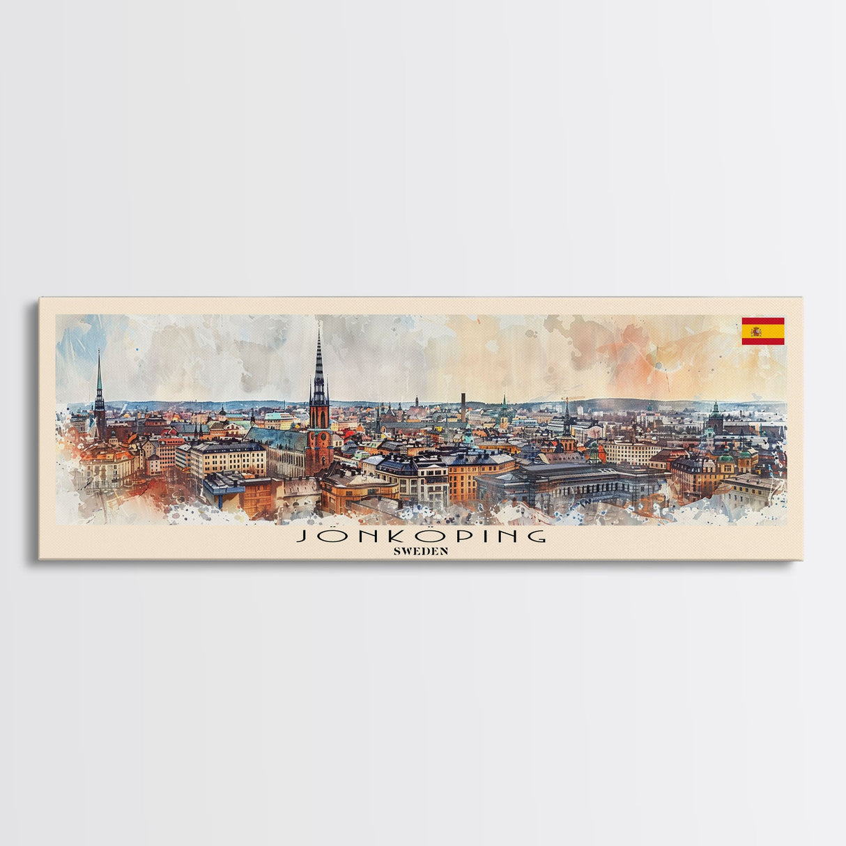 Jonkoping Sweden Travel Print Wall Art, Panoramic City Art, Travel Art, Wall Decor, Vacation Gift, Framed Canvas Print Or Metal Art