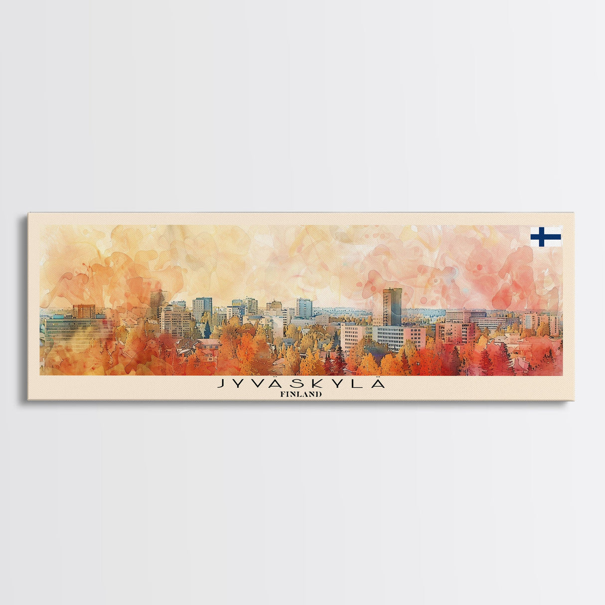 Jyvaskyla Finland Travel Art, City Art, Framed Canvas Print or Metal Wall Art, Europe Travel Poster, Panoramic Wall Art, Extra Wide Wall Art