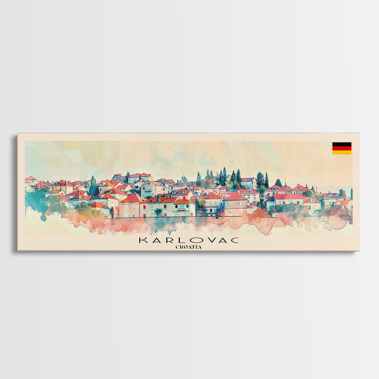 Karlovac Croatia Travel Art, City Art, Framed Canvas Print or Metal Wall Art, Europe Travel Poster, Panoramic Wall Art, Extra Wide Wall Art