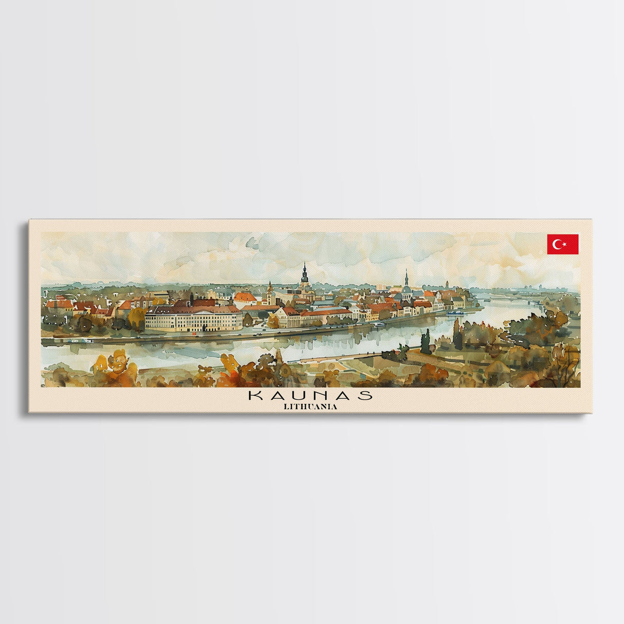 Kaunas Lithuania Travel Print Wall Art, Panoramic City Art, Travel Art, Wall Decor, Vacation Gift, Framed Canvas Print Or Metal Art