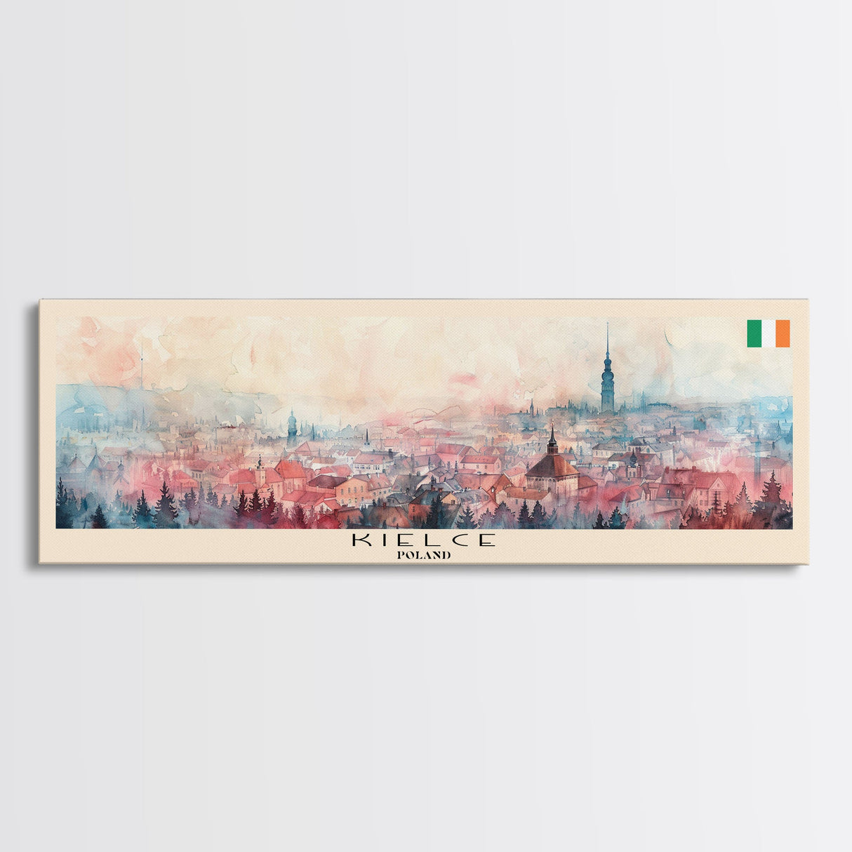 Kielce Poland Wall Art, Panoramic Travel Poster, Panoramic Framed Canvas Print, City Wall Art, Wall Hanging Home Decor, Travel Art