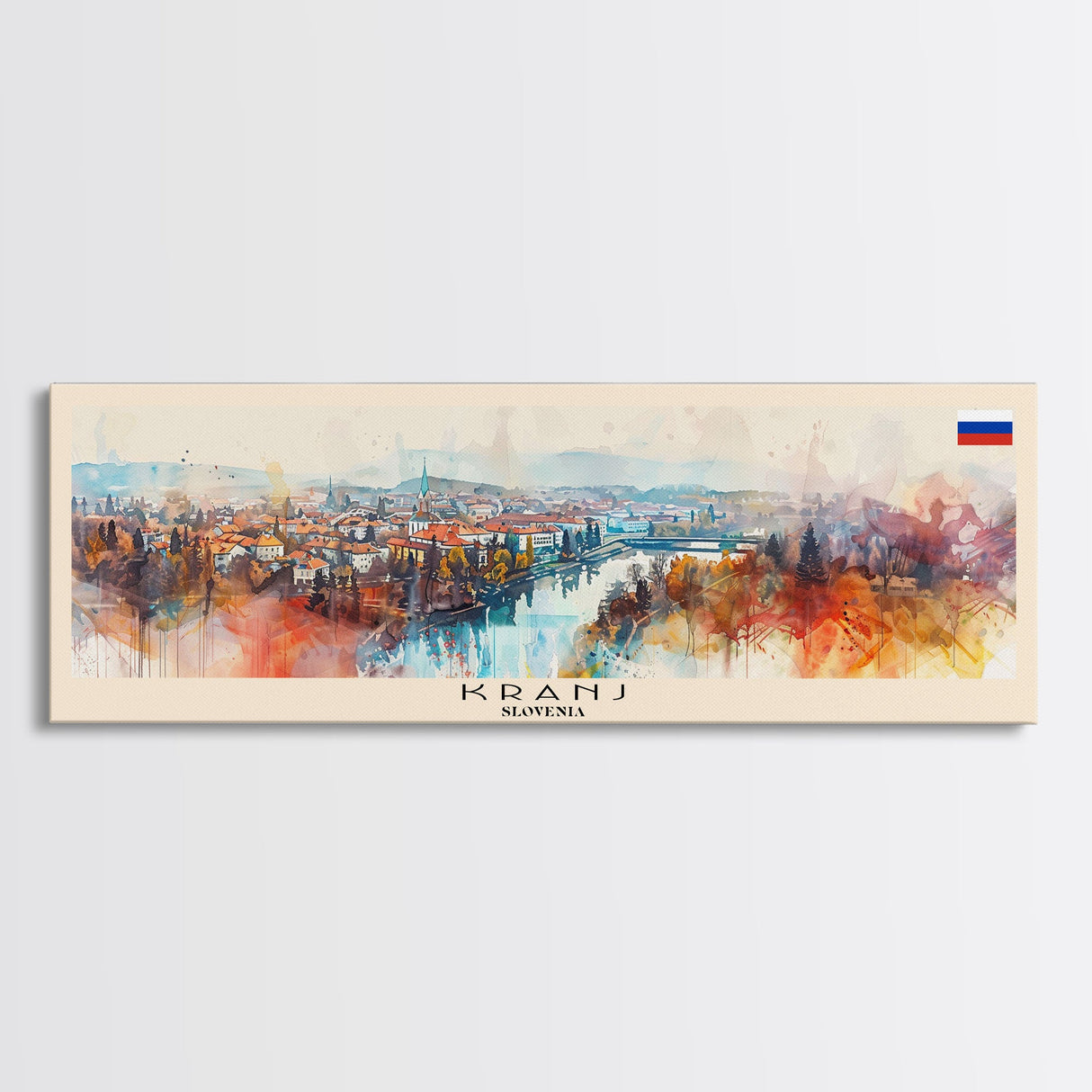 Kranj Slovenia Wall Art, Panoramic Travel Poster, Panoramic Framed Canvas Print, City Wall Art, Wall Hanging Home Decor, Travel Art