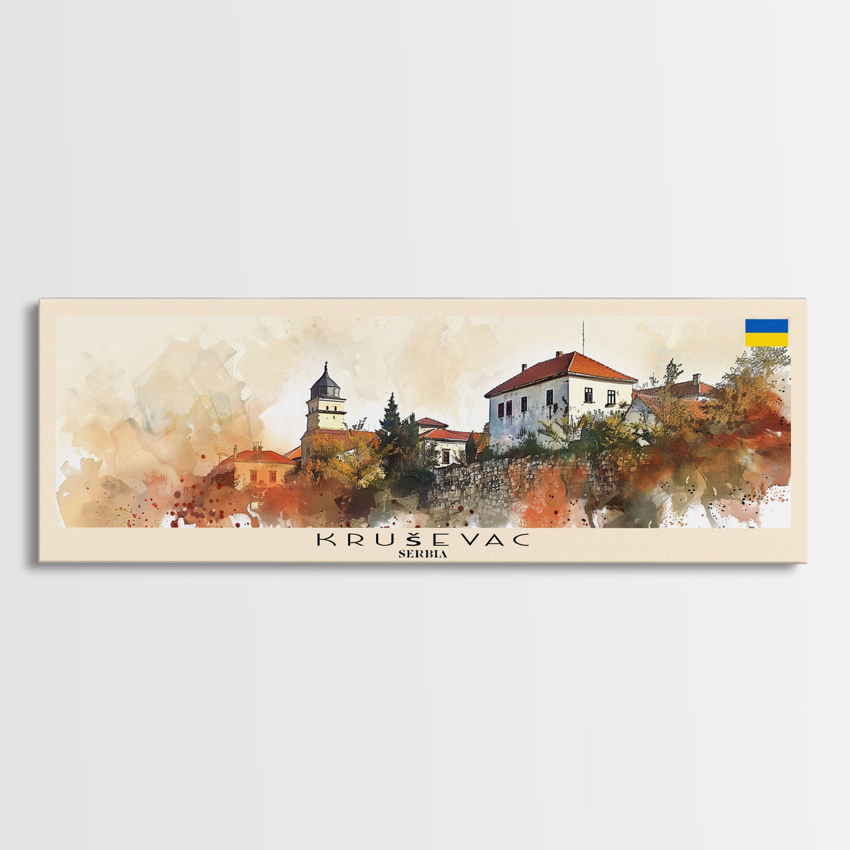 Kruevac Serbia Travel Art, City Art, Framed Canvas Print or Metal Wall Art, Europe Travel Poster, Panoramic Wall Art, Extra Wide Wall Art