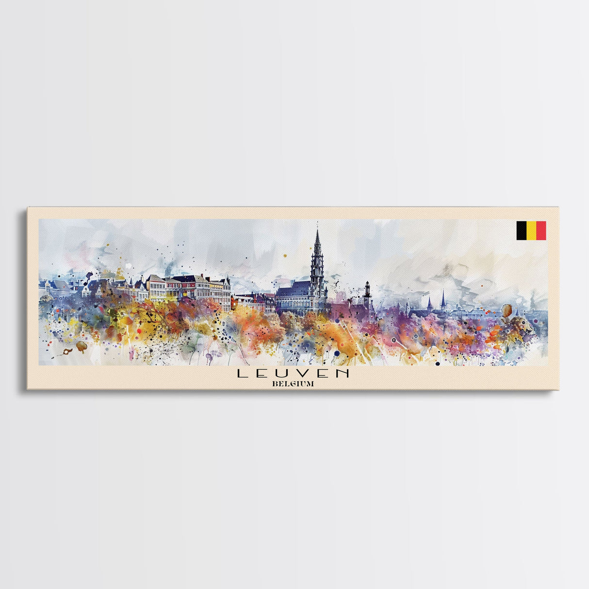 Leuven Belgium Wall Art, Panoramic Travel Poster, Panoramic Framed Canvas Print, City Wall Art, Wall Hanging Home Decor, Travel Art