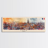 Lille France Wall Art, Panoramic Travel Poster, Panoramic Framed Canvas Print, City Wall Art, Wall Hanging Home Decor, Travel Art