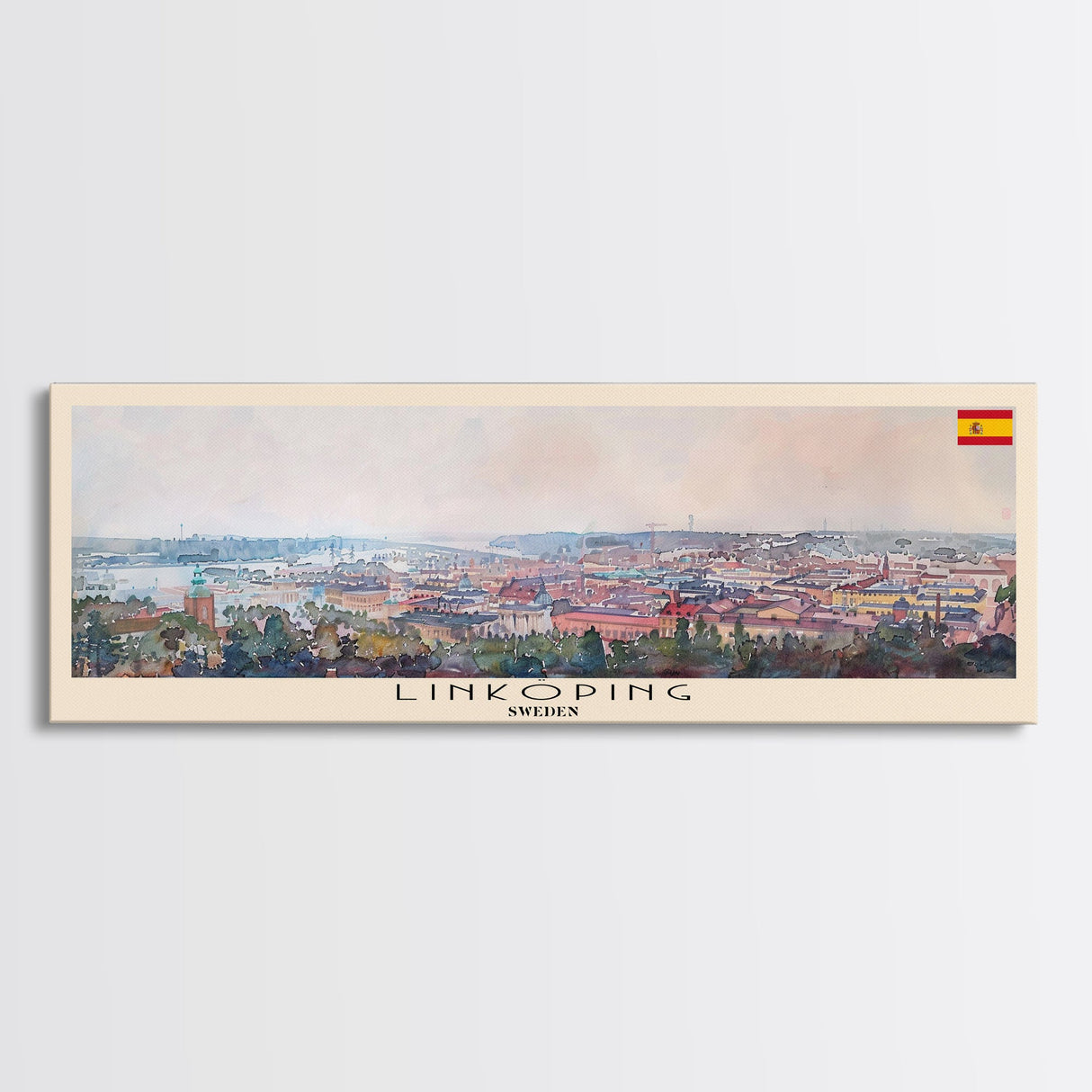 Linkoping Sweden Travel Art, City Art, Framed Canvas Print or Metal Wall Art, Europe Travel Poster, Panoramic Wall Art, Extra Wide Wall Art