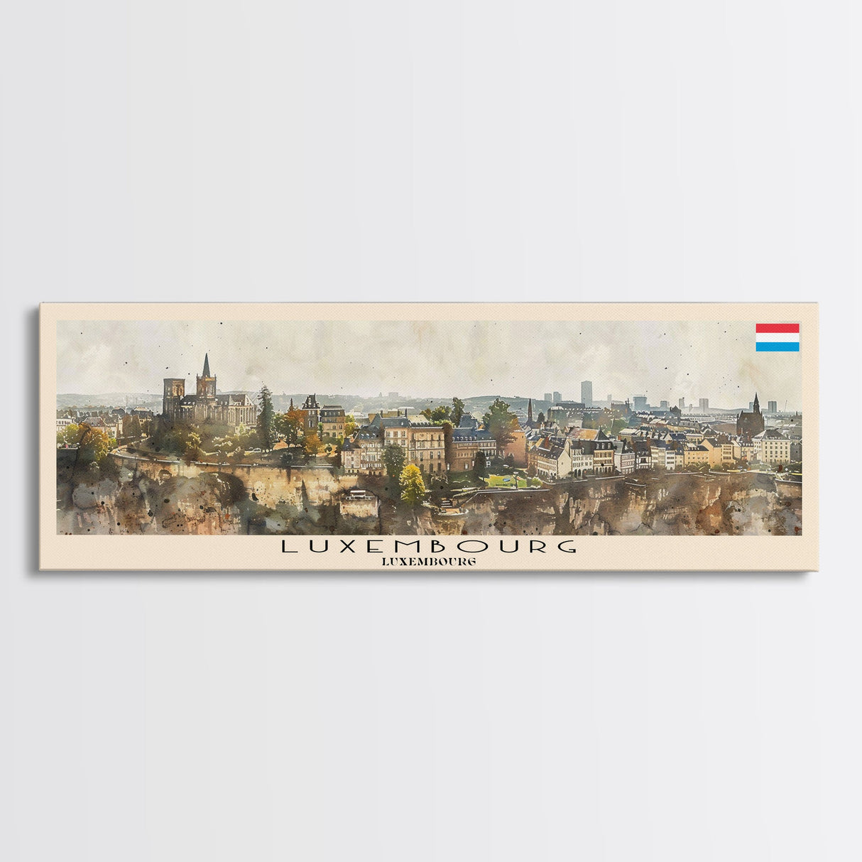 Luxembourg Luxembourg Panoramic Travel Poster, Framed Canvas Print or Metal Wall Art, Travel Art, Home Decor, Panoramic Painting, Midcentury Art