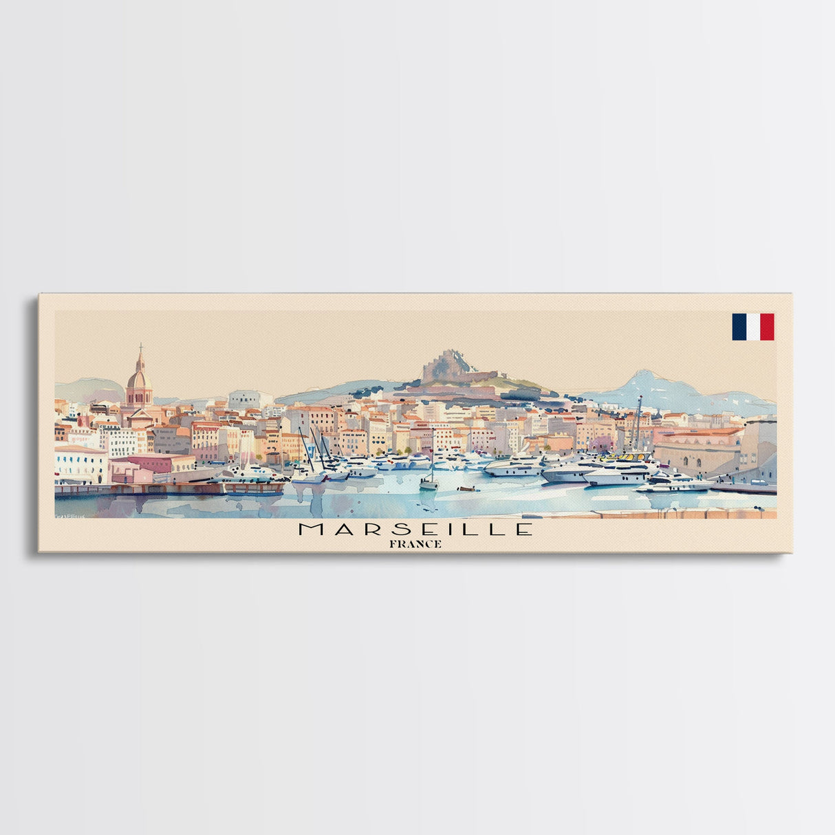 Marseille France Travel Print Wall Art, Panoramic City Art, Travel Art, Wall Decor, Vacation Gift, Framed Canvas Print Or Metal Art