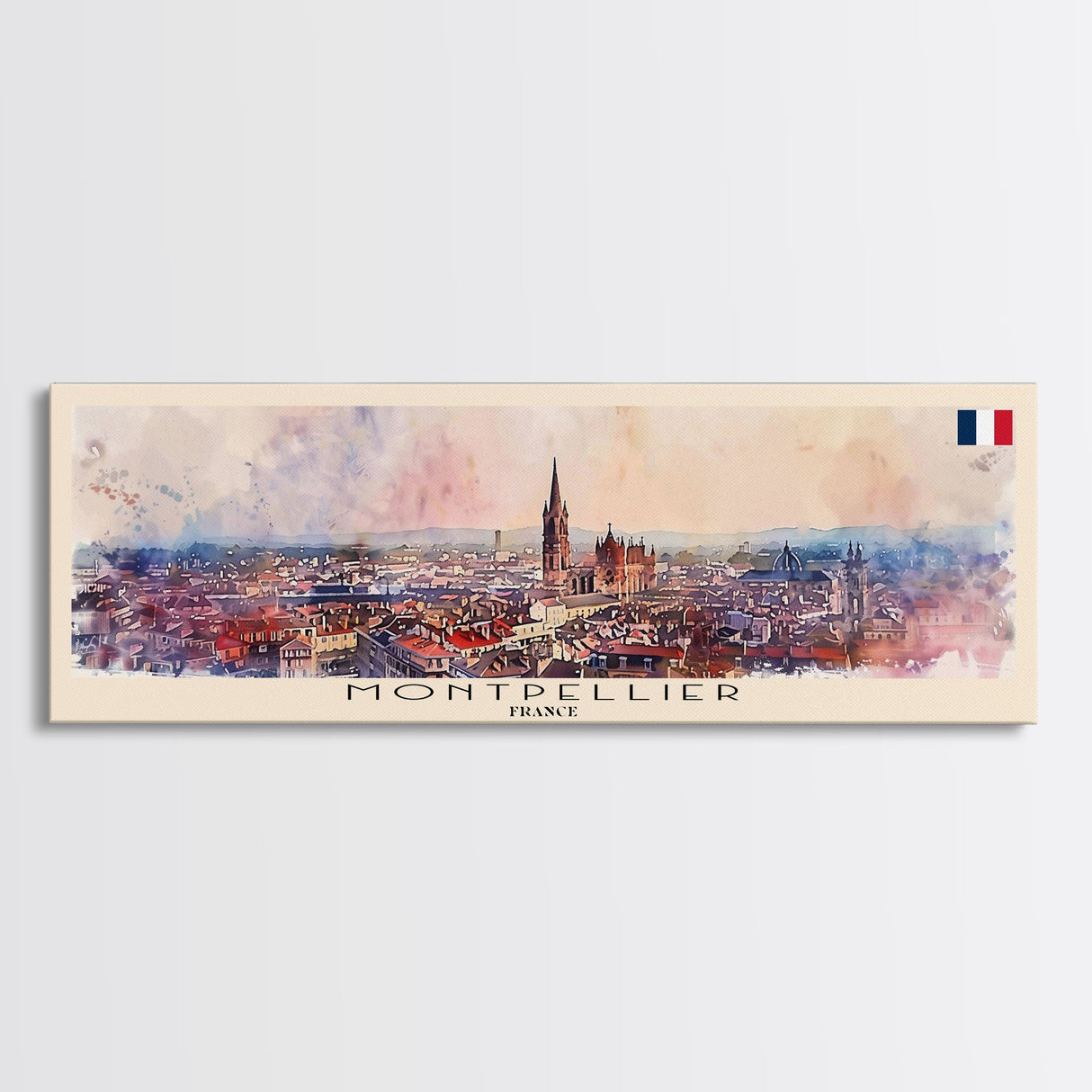 Montpellier France Wall Art, Panoramic Travel Poster, Panoramic Framed Canvas Print, City Wall Art, Wall Hanging Home Decor, Travel Art