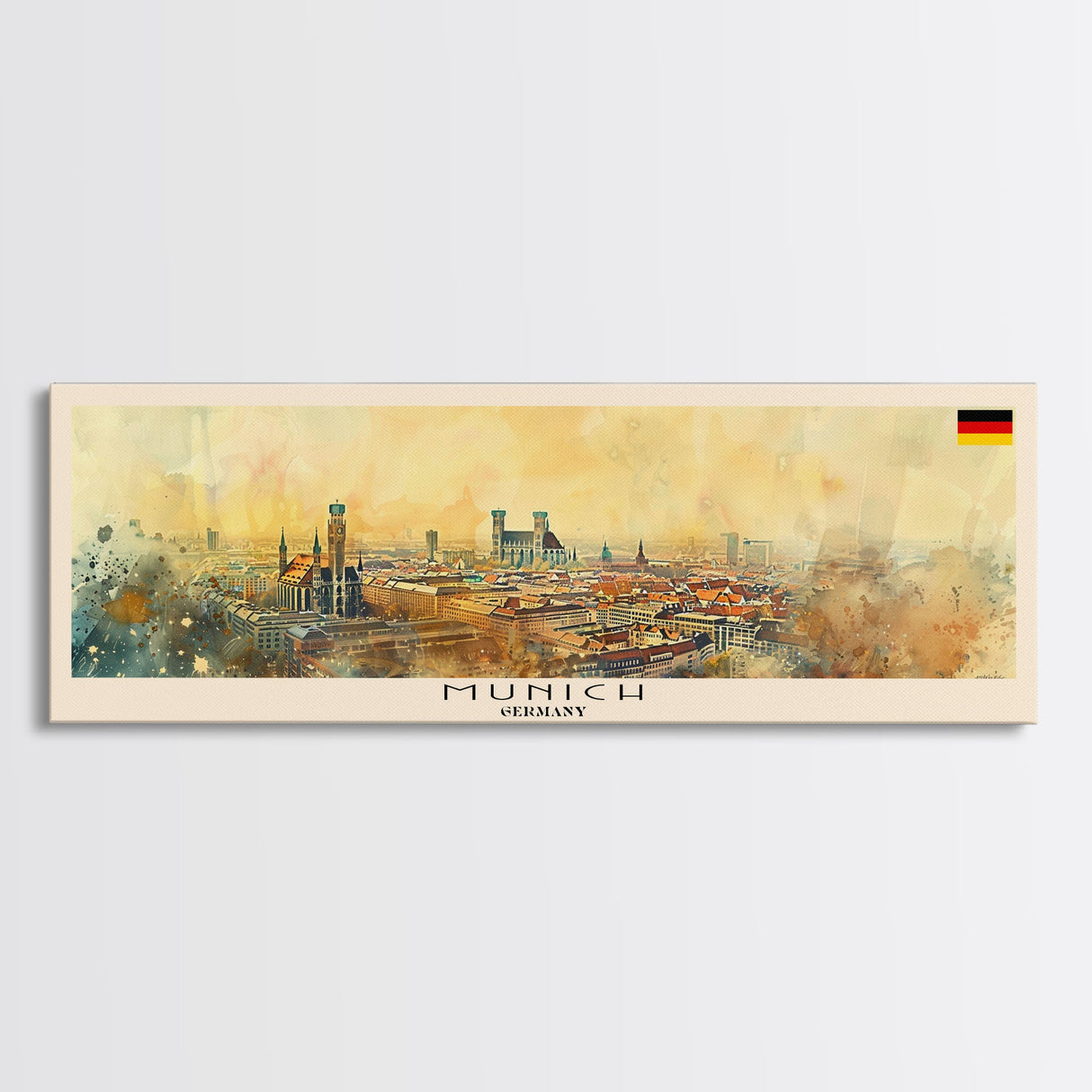 Munich Germany Wall Art, Panoramic Travel Poster, Panoramic Framed Canvas Print, City Wall Art, Wall Hanging Home Decor, Travel Art