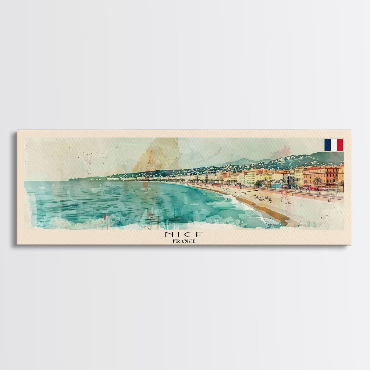 Nice France Travel Art, City Art, Framed Canvas Print or Metal Wall Art, Europe Travel Poster, Panoramic Wall Art, Extra Wide Wall Art